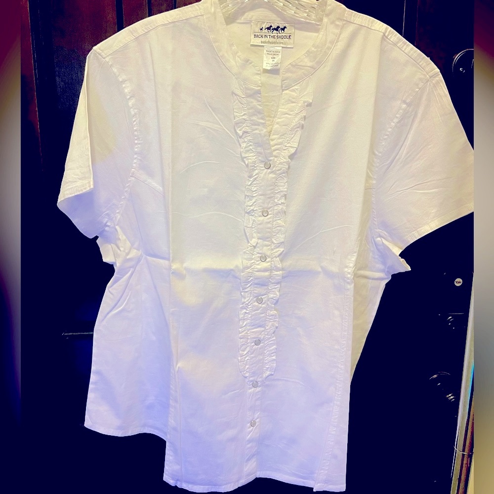 White short sleeve Dryden Ruffle Shirt